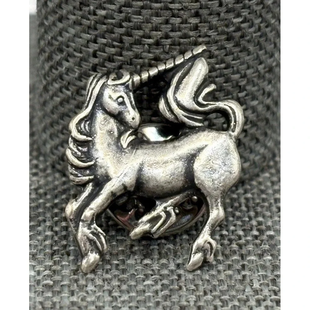 Vintage Unicorn Horse Tie Tack Lapel Pin Silver Tone